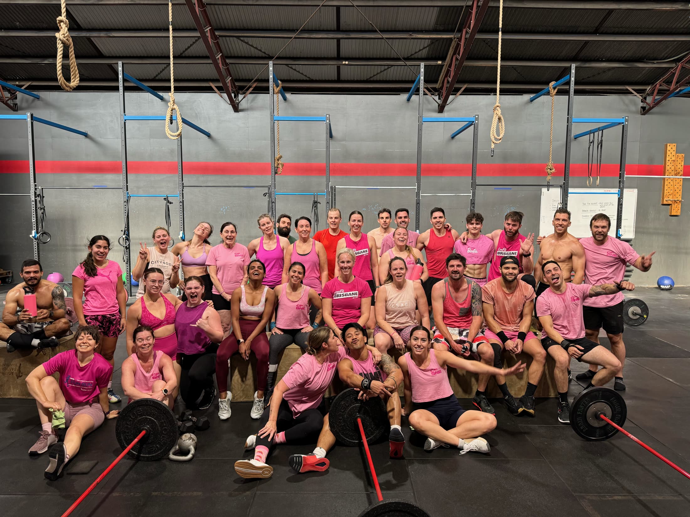 CrossFit Brisbane community celebrating together after a group training session